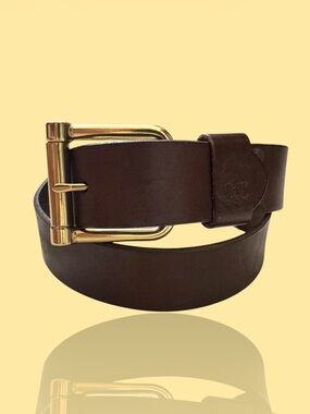 🆕💕Ralph Lauren Wide Leather Belt "LRL" GOLD Buckle • DARK BROWN • SMALL • NWT